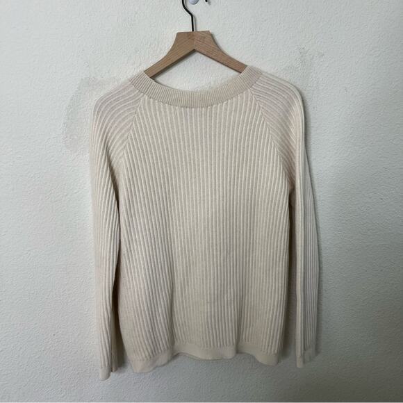 Theory Cashmere Oversized Rib Pullover 100% Cashmere Jacquard Cream Size P / 0 - Picture 5 of 8